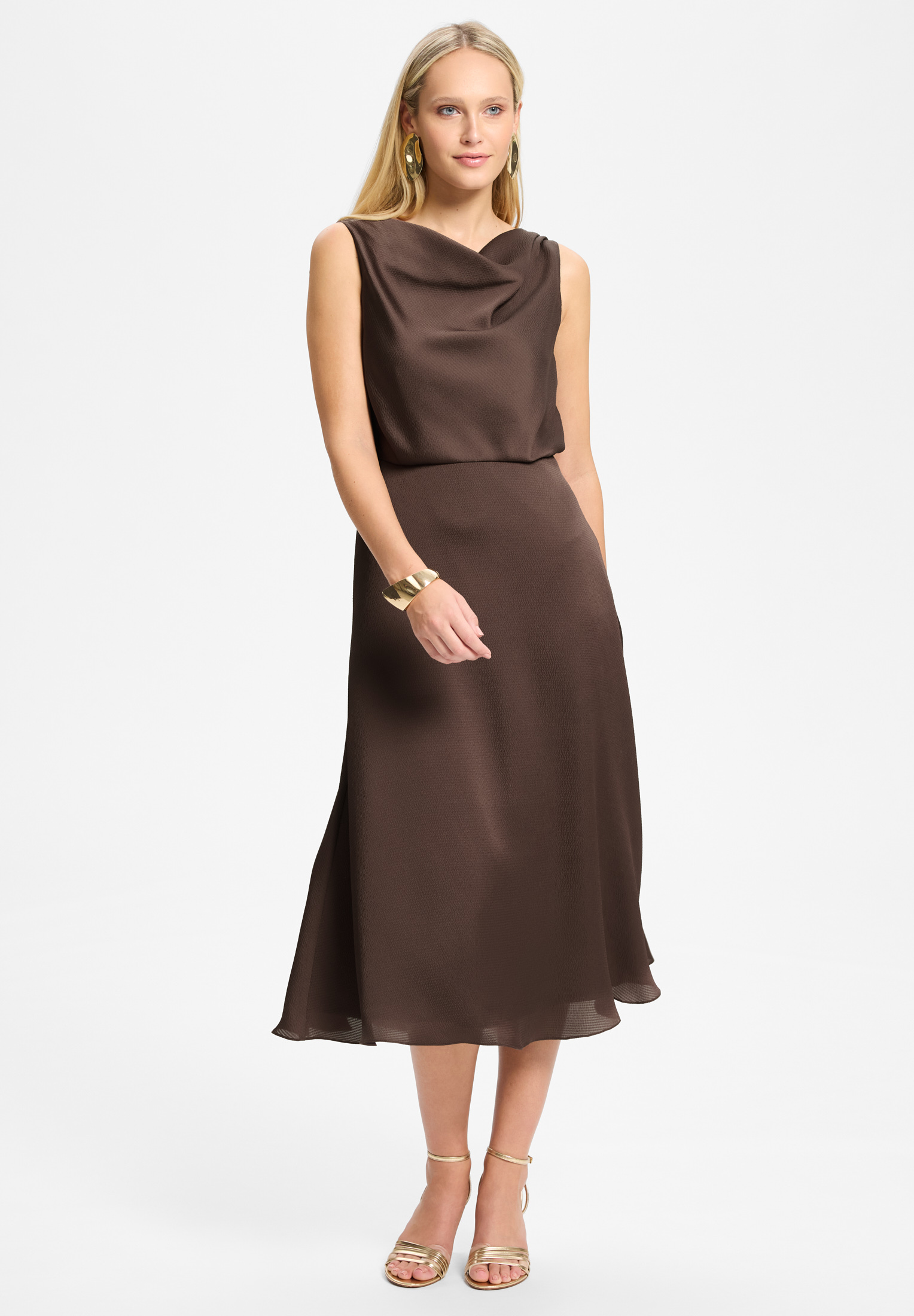 SWING-5AK04900-Dress-Gelegenheidskleding-Bruin
