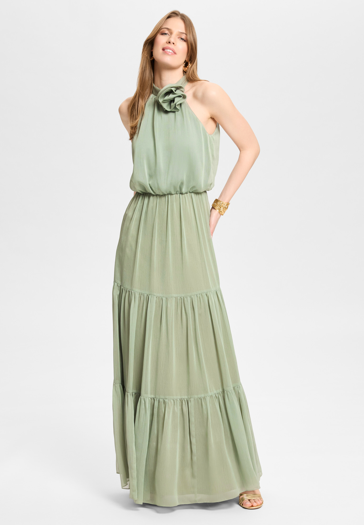 SWING-5AK161-Jurk-Khaki-Green-Gelegenheidskleding