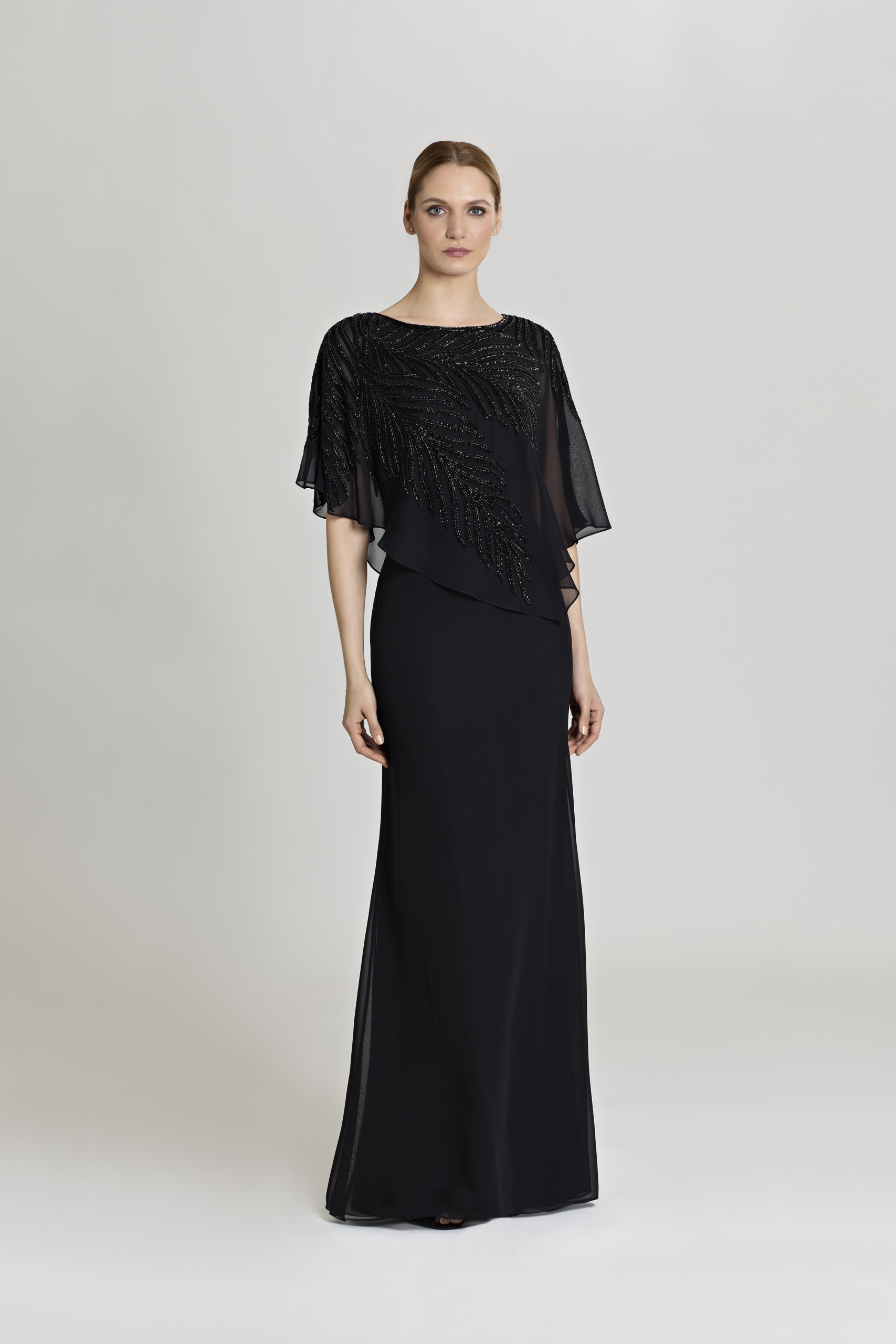Demetrios-Evening-D410-Avondjurk-Zwart-Poncho-Gelegenheidskleding